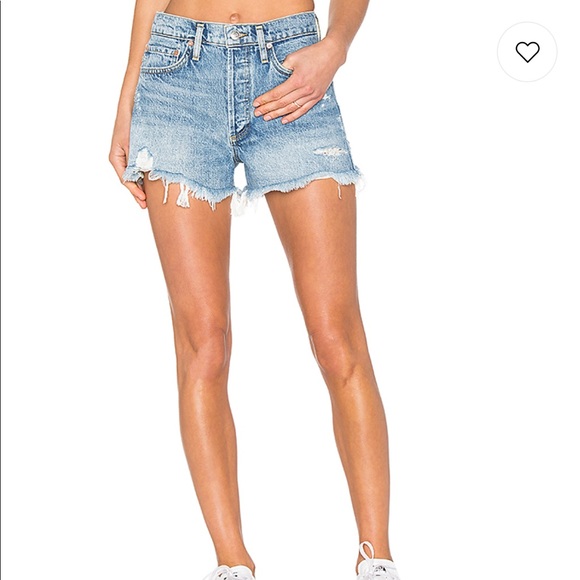 a gold e jean shorts